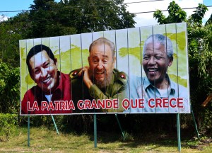 Political billboards are common in Cuba. This one translates as "The great homeland that grows." 