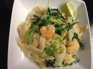 Red curry & coconut shrimp stir-fry