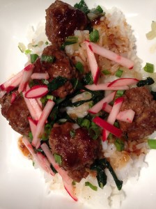 Soy-glazed meatballs